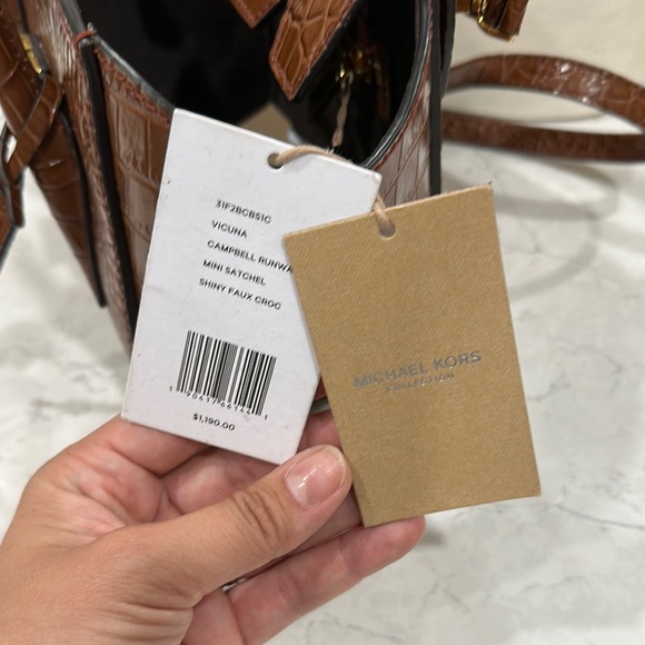 Micheal Kors Campbell Mini Crocodile Embossed Leather Satchel - Picture 12 of 17